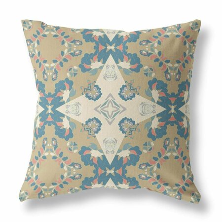 PALACEDESIGNS 18 in. Brown & Blue Star Indoor & Outdoor Zip Throw Pillow Yellow & Gray PA3109254